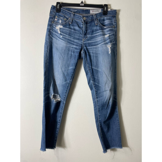 AG The Split Crop Cigarette Crop Distressed Jean Sz 27R