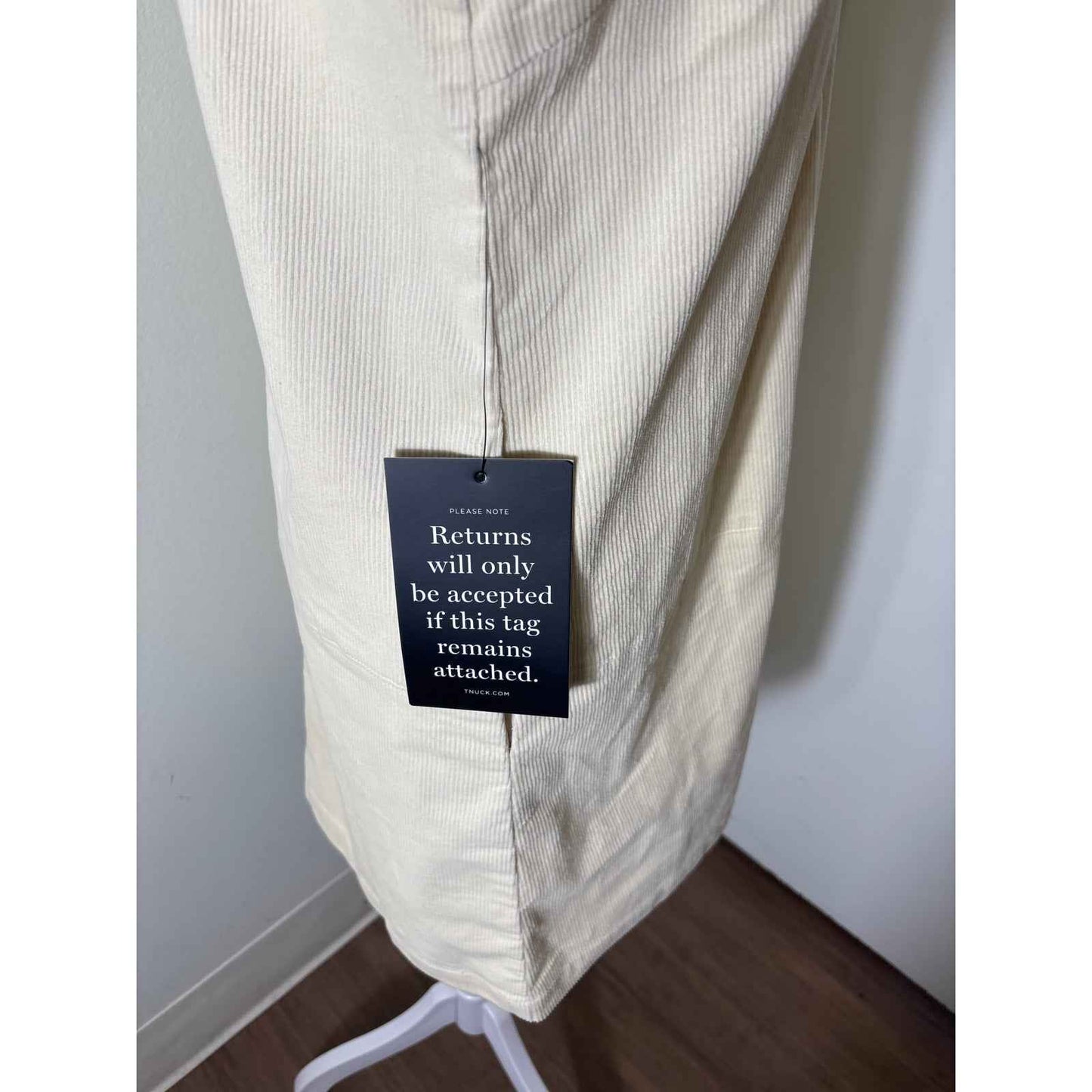 NWT Tuckernuck Cream Long Sleeve V-Neck Cordoroy Knee Length Dress S