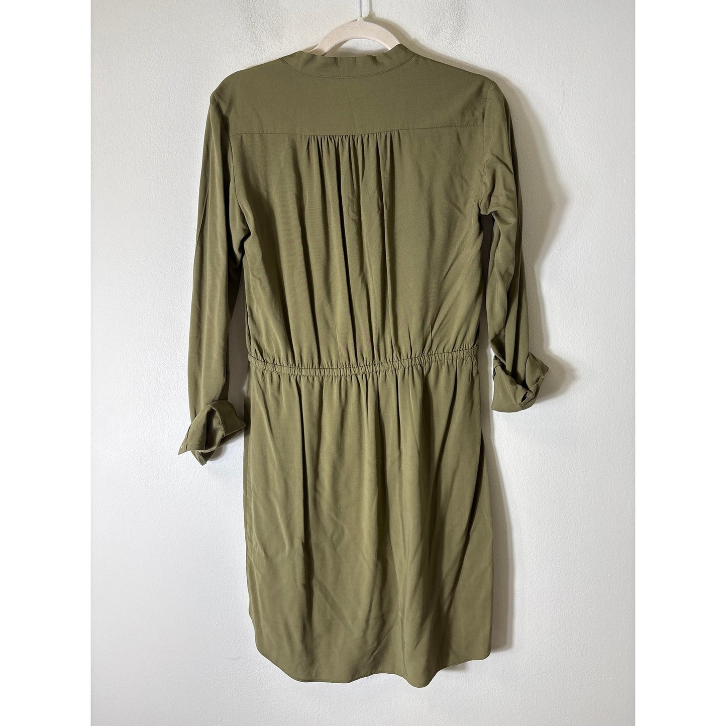 Gap Army Green Long Sleeve Knee Length Rayon Dress Sz XS