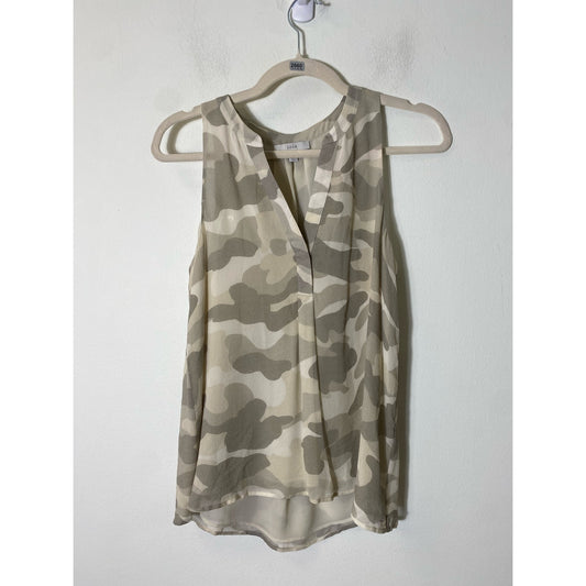 Joie Gray Sleeveless Camo V-Neck Top Sz XS
