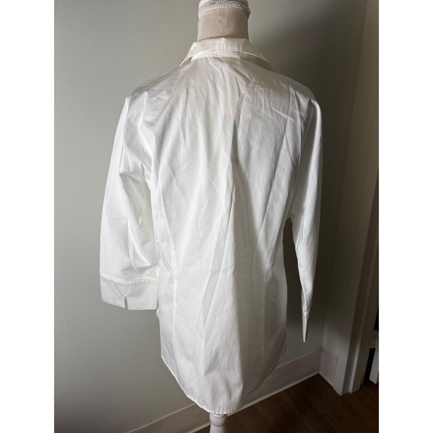 NWT Ann Mashburn White Poplin Fanny Shirt Top Sz L