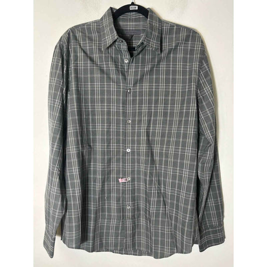 Men's Mason's Blue Brown Large Plaid Long Sleeve Button Down Shirt Sz L
