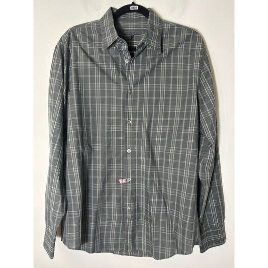 Men's Mason's Blue Brown Large Plaid Long Sleeve Button Down Shirt Sz L