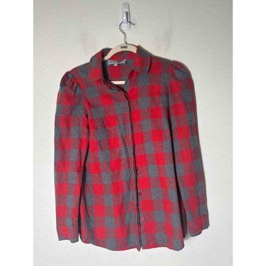 Tuckernuck Red and Gray Check Flannel Shirt Sz xs