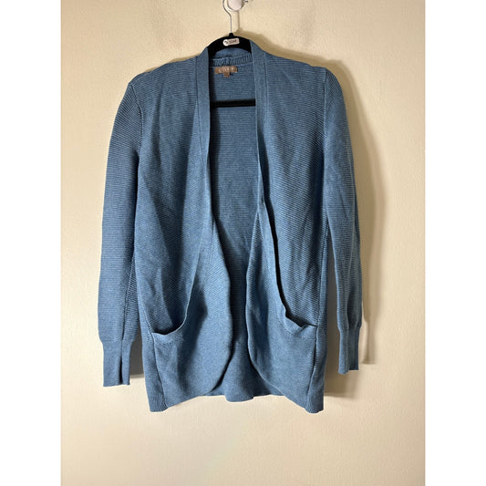 Lilla P Blue Green Long Sleeve Open Front Cardigan Sweater Sz S