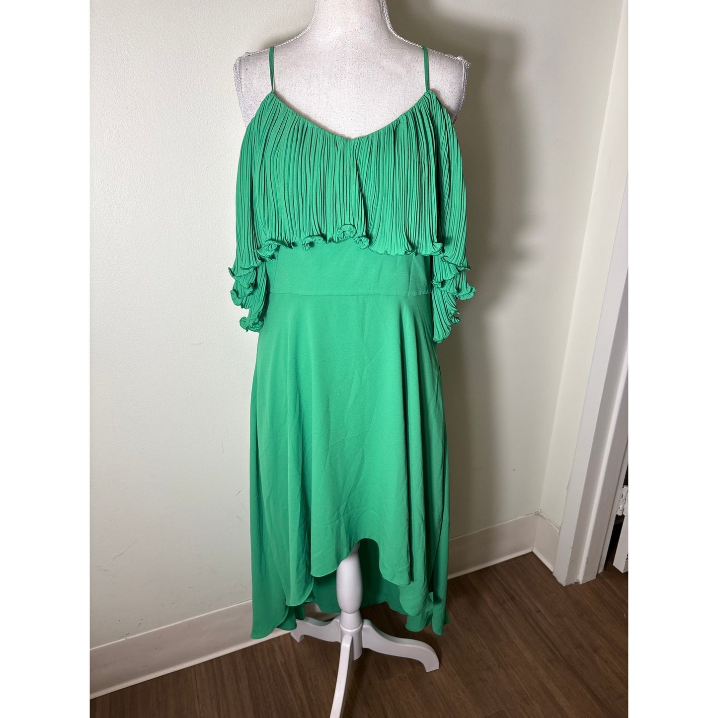 NWT Halston Heritage Jade Green Draped Midi Dress Sz 8