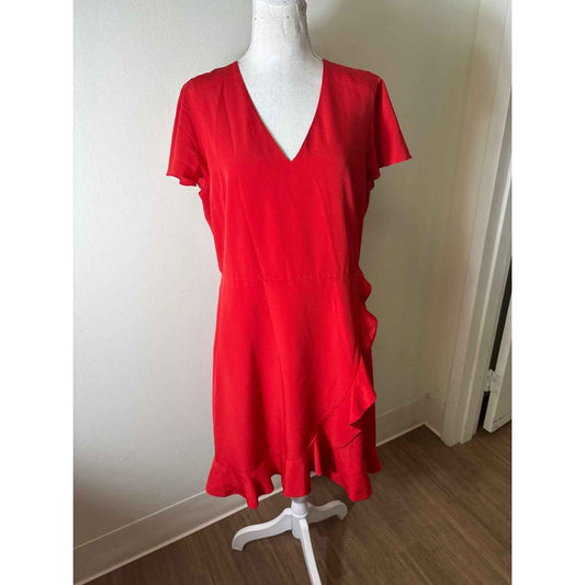 Draper James Red Flutter Sleeve Ruffled Mini Dress Sz 12