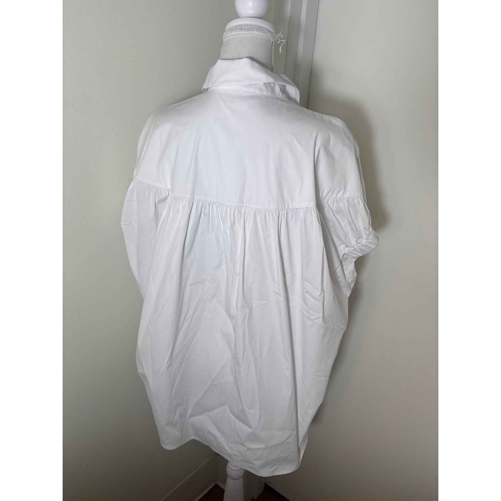 Pearl by Lela Rose White Sleeveless Button Up Cotton Shirt Sz M