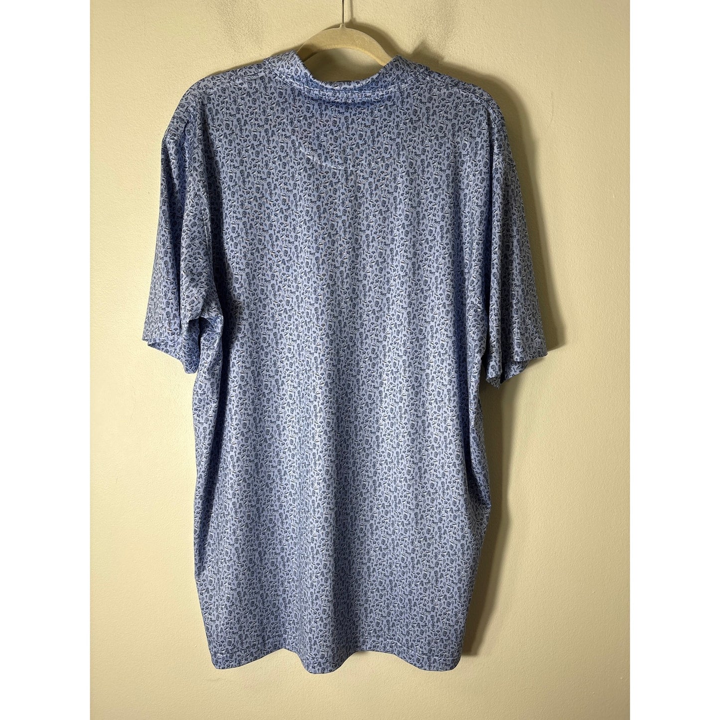 Mens Peter Millar Blue Summer Comfort Short Sleeve Polo Style shirt Sz XL