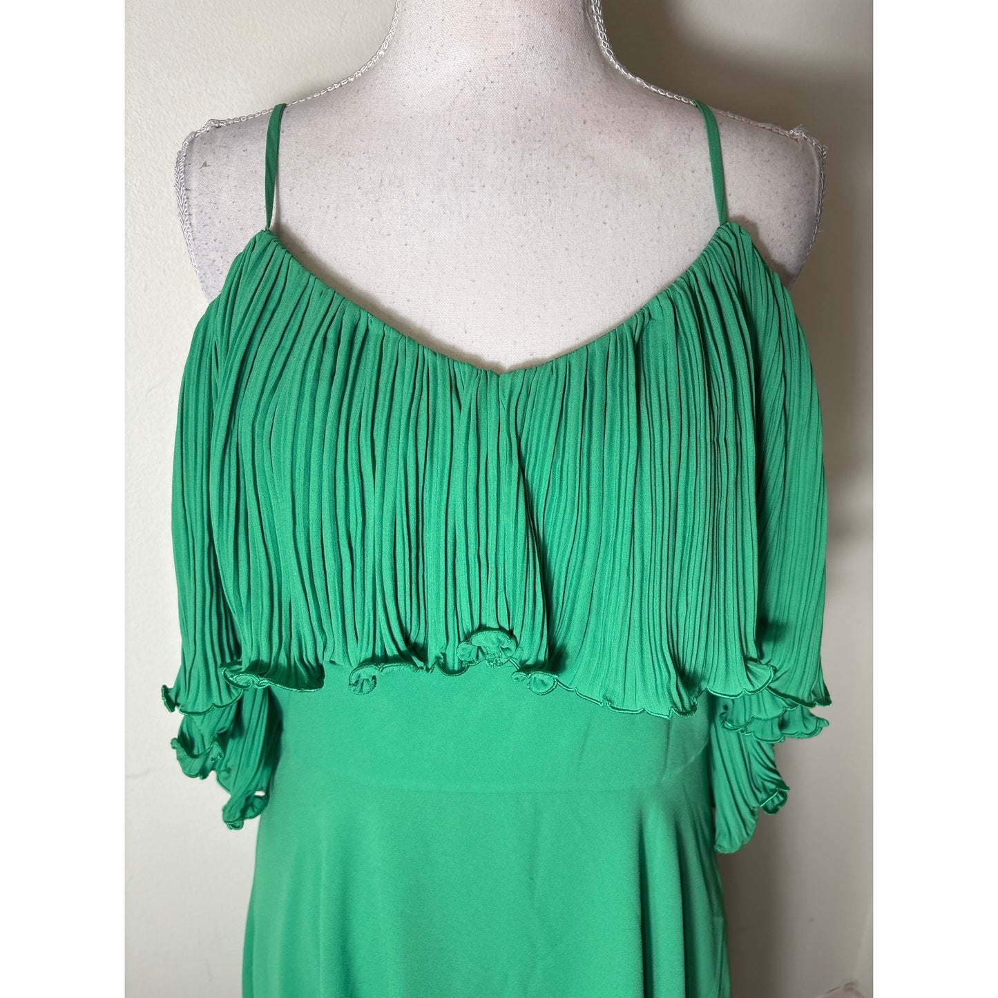 NWT Halston Heritage Jade Green Draped Midi Dress Sz 8
