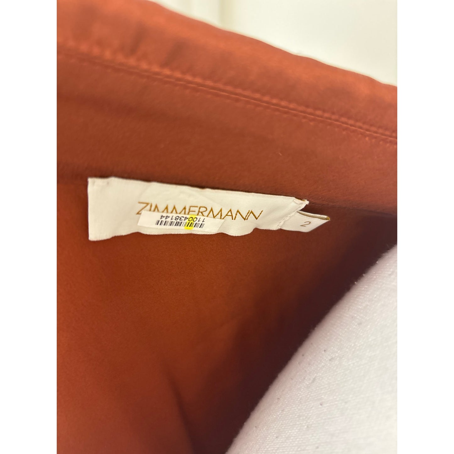 Zimmerman Rust Silk Wrap Midi Dress Sz 2