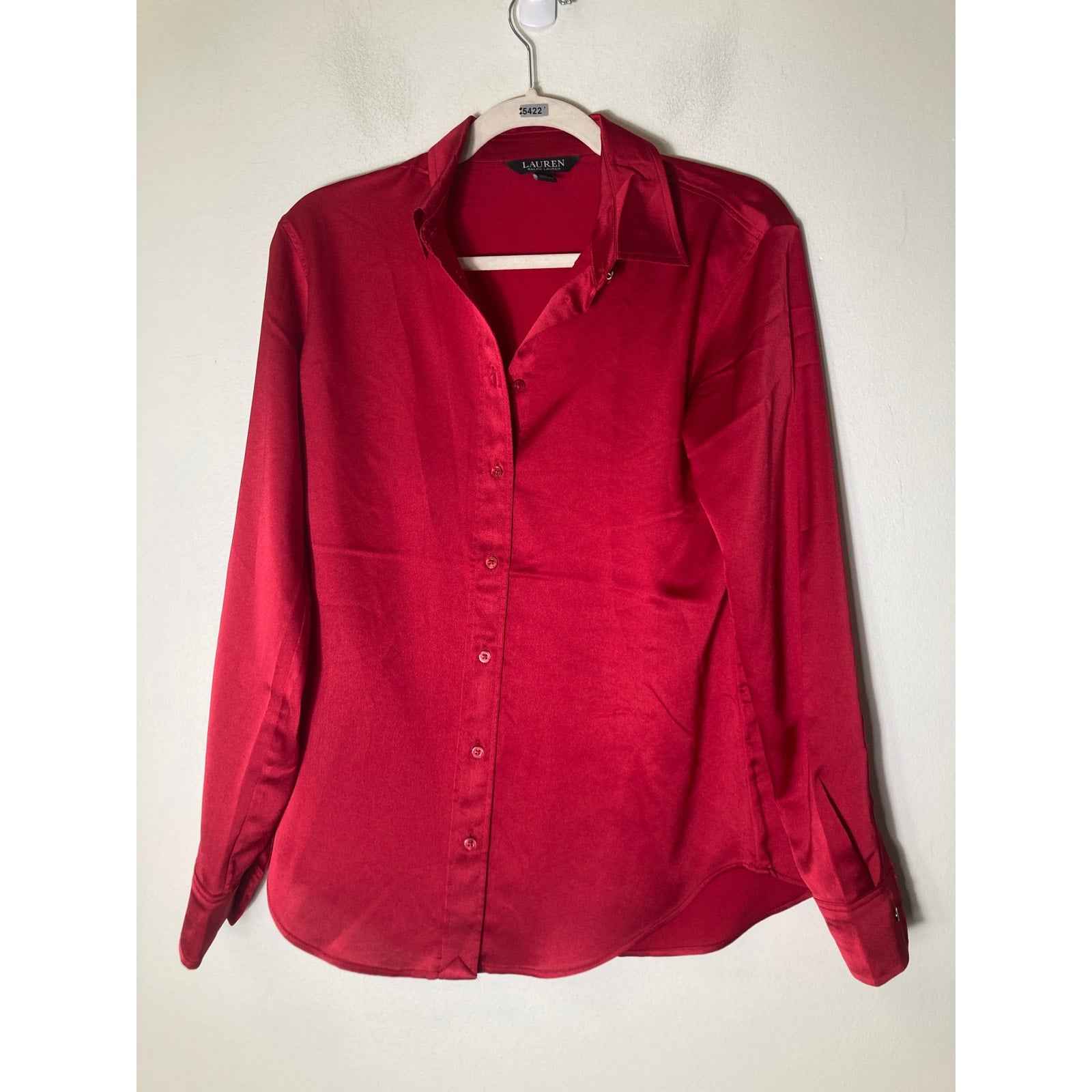 Lauren Ralph Lauren Crimson Red Long Sleeve Button Up Shirt Sz S