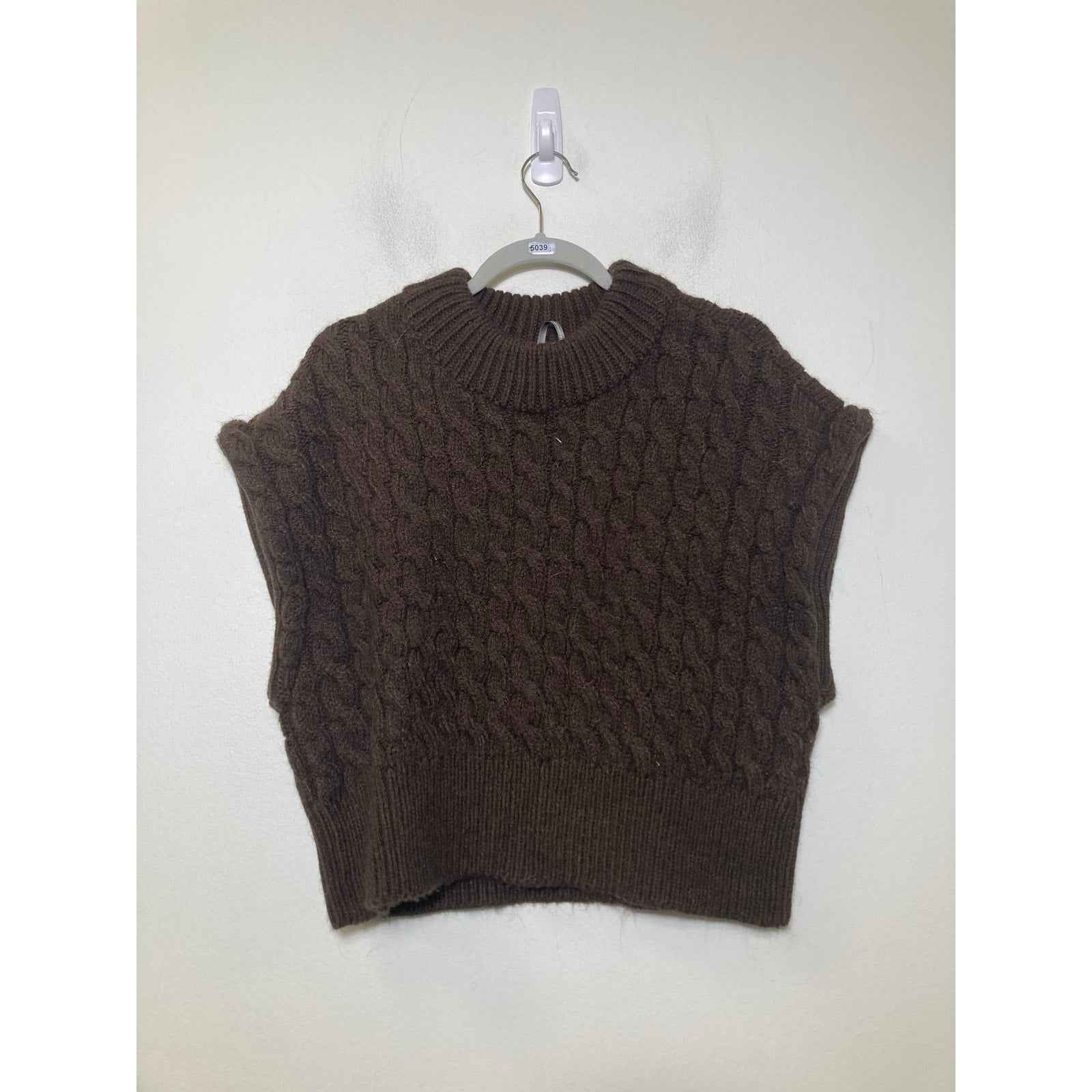 Anthropologie Brown Cable Knit Sweater Top Sz S