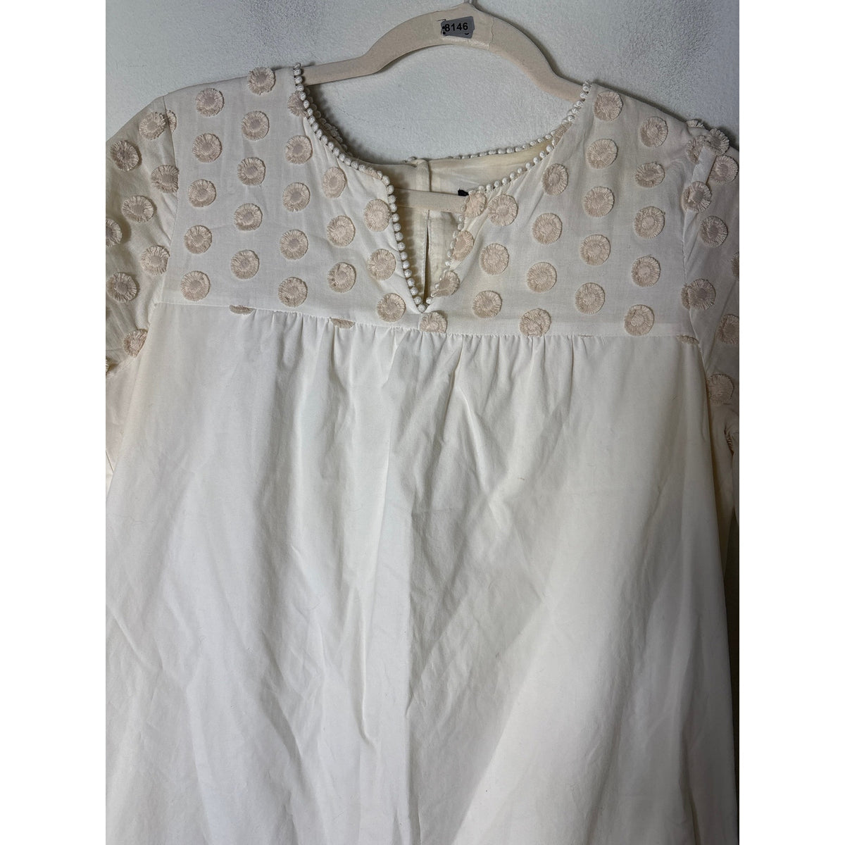 J. Crew Cream Short Sleeve Cotton Knee Length Dress Sz 8