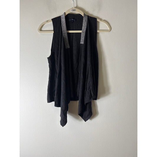 Gap Gray Silver Shimmer Embellished Trim Sweater Vest Sz XS