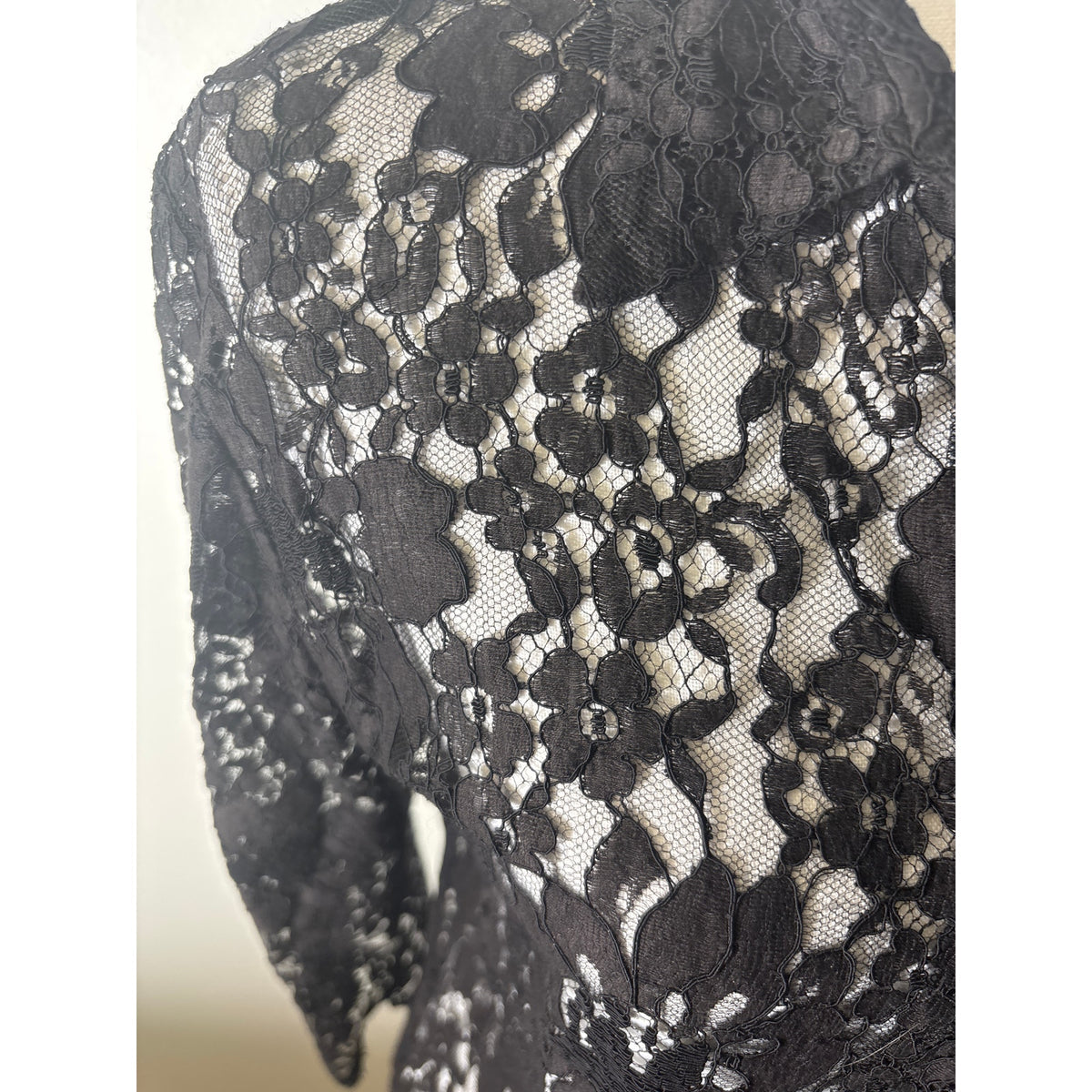 Burberry Black Lace 3/4 SLeeve Top Sz UK14