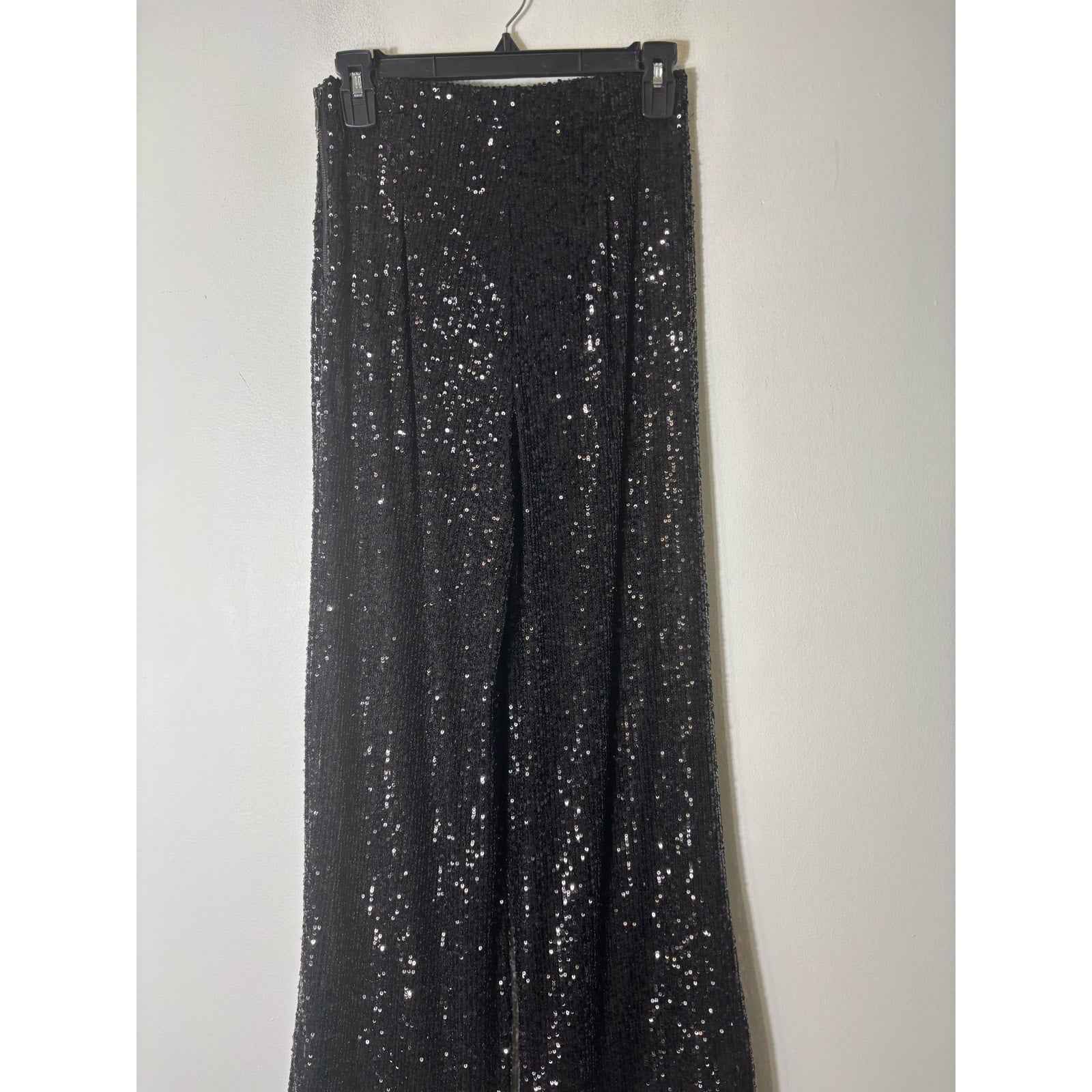 Gianni Bini Black Sequin Side Zip Pants Sz S