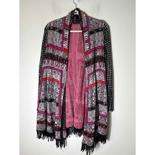 ZOZO Pink, Red, and Blake Printed Sweatshirt Open Cardigan Sz M