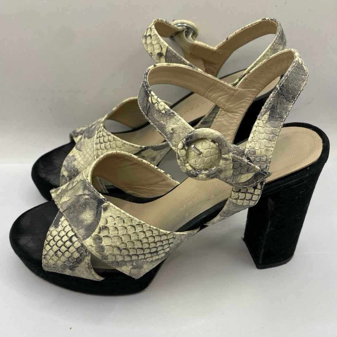 Moda Di Fausto Off White Black Platform Sandals Sz 6.5