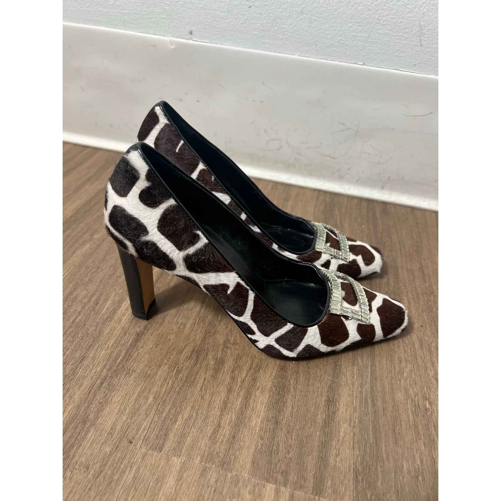 Manolo Blahnik Ponyhair Animal Print Heels Sz 36.5