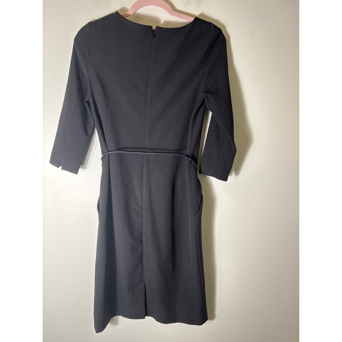 M.M. Lafleur Black Long Sleeve Midi Belted Dress Sz 2
