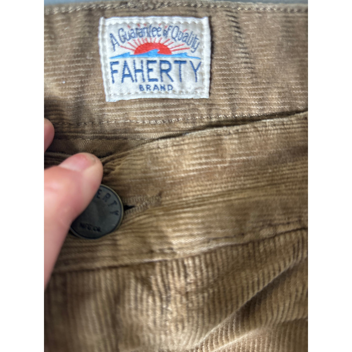 Faherty Olive Green Cords Sz 34