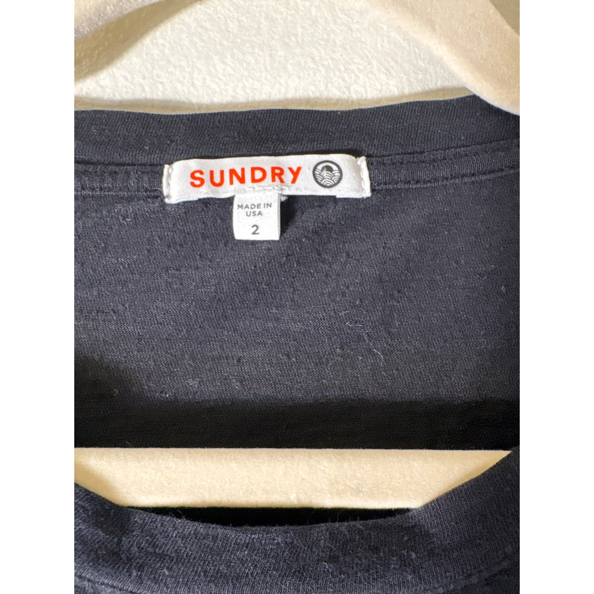 Sundry Black Long Sleeve Cotton Ruffled Shoulder Tee Sz 2