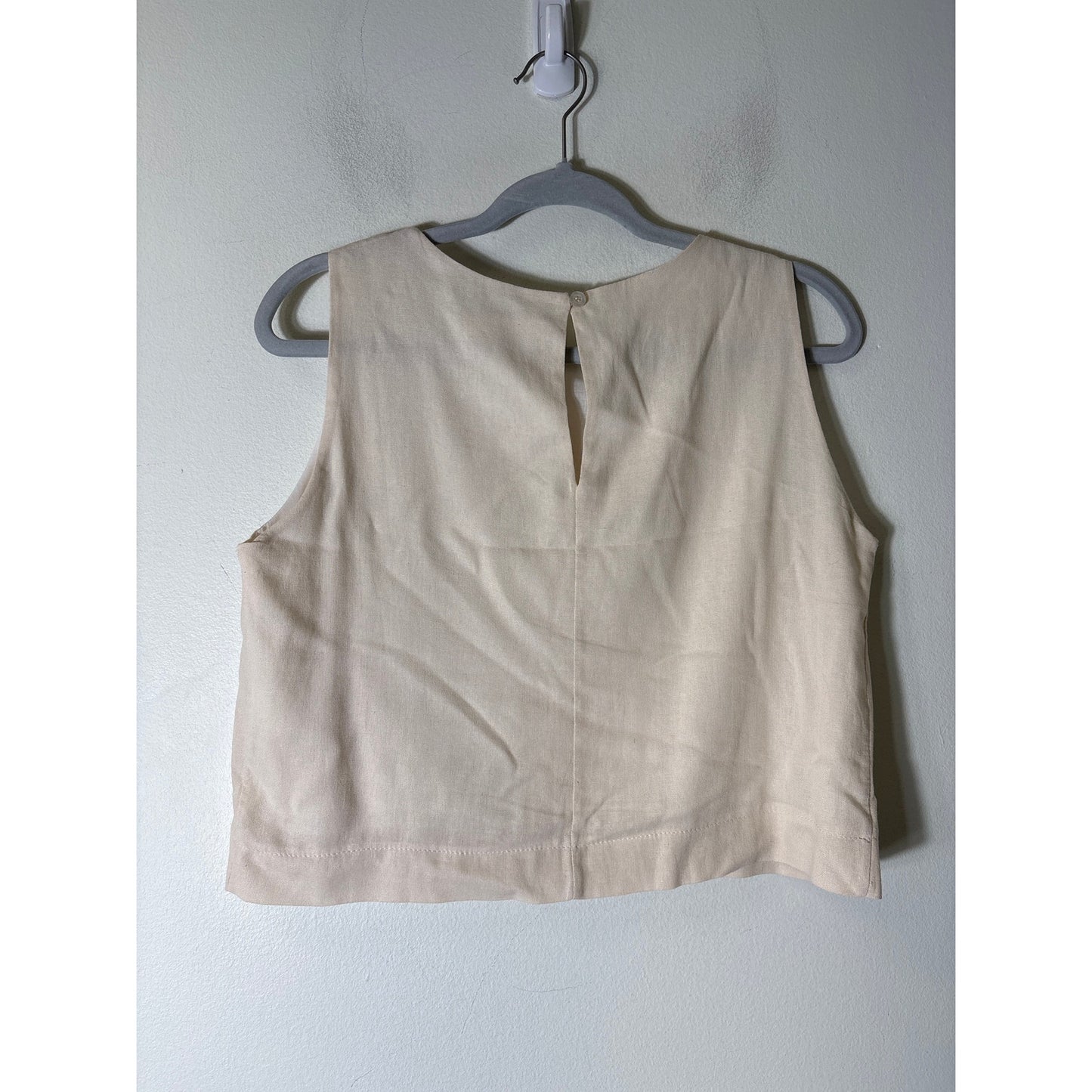 Babette Off White Sleeveless Linen Cropped Top Sz XS