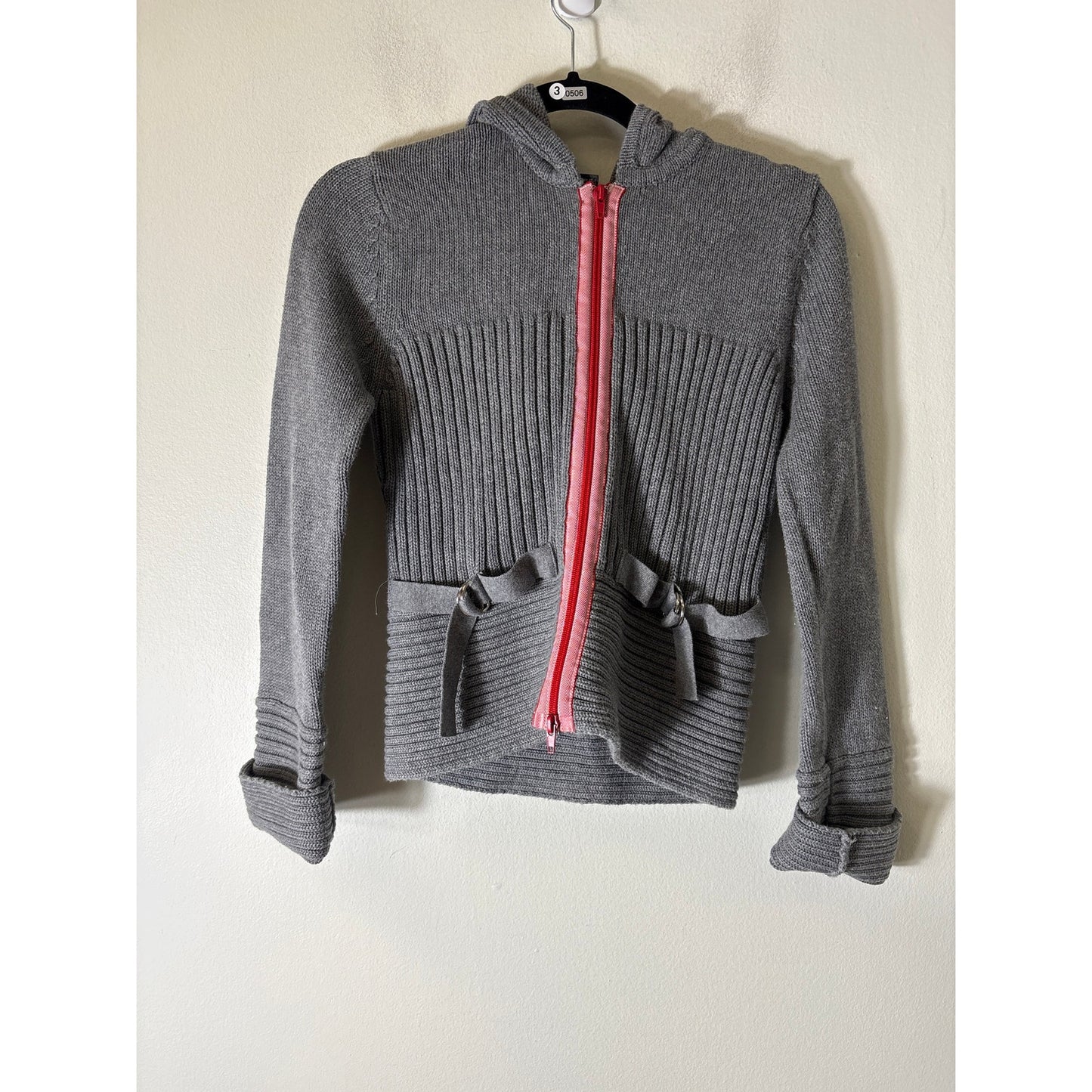 Yellow Box Gray with Red Zip up Cardigan Sz L