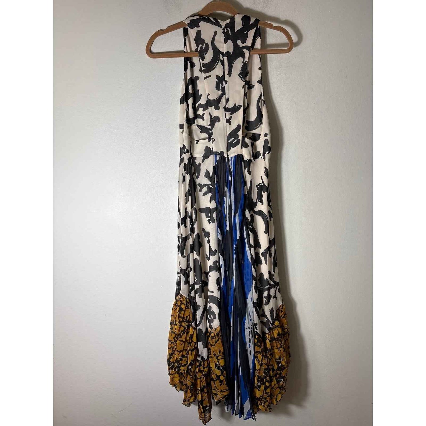 Zara Black White Sleeveless V-Neck Flowy Maxi Dress sz M