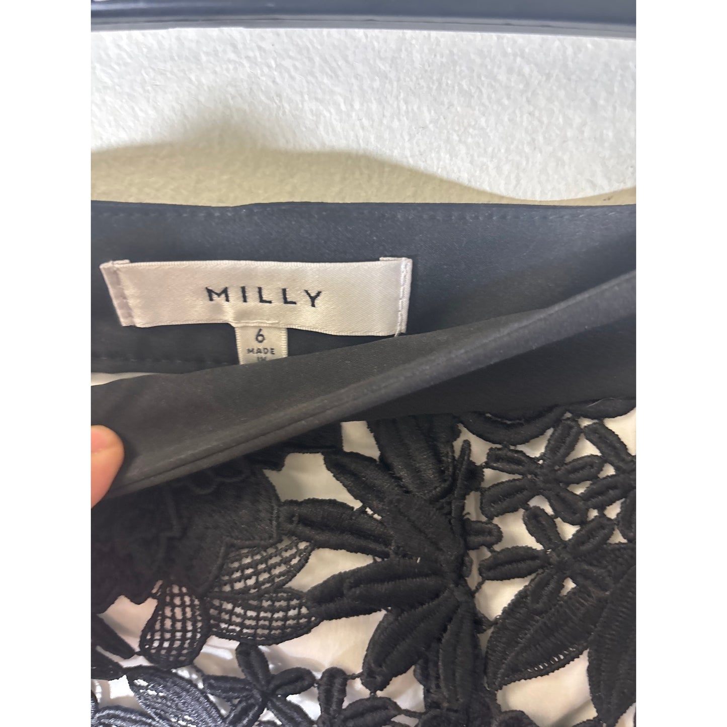 Milly Black On White Applique Pencil Skirt Sz 6