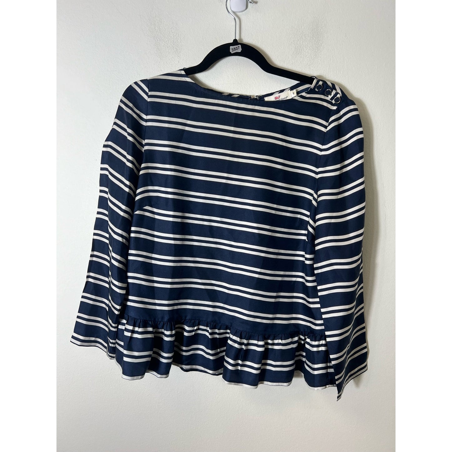 Vineyard Vines Navy Blue White Stripe Long Sleeve Shirt Sz 8