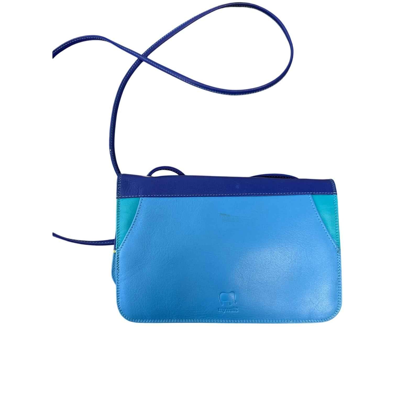 My Walit Blue Multicolor Leather Wallet/Purse with Strap