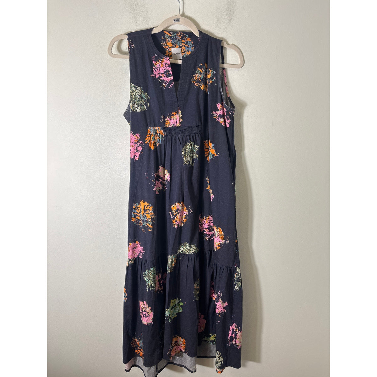 NIC+Zoe Black Multicolor Sleeveless Cotton Maxi Dress Sz LP