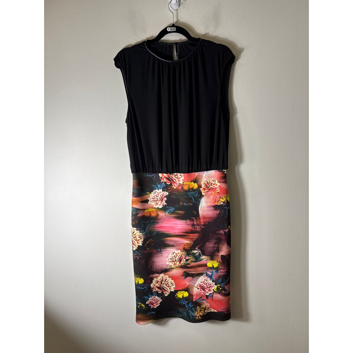 Clover Canyon Mixed Media Black Sleeveless Midi Dress Sz L