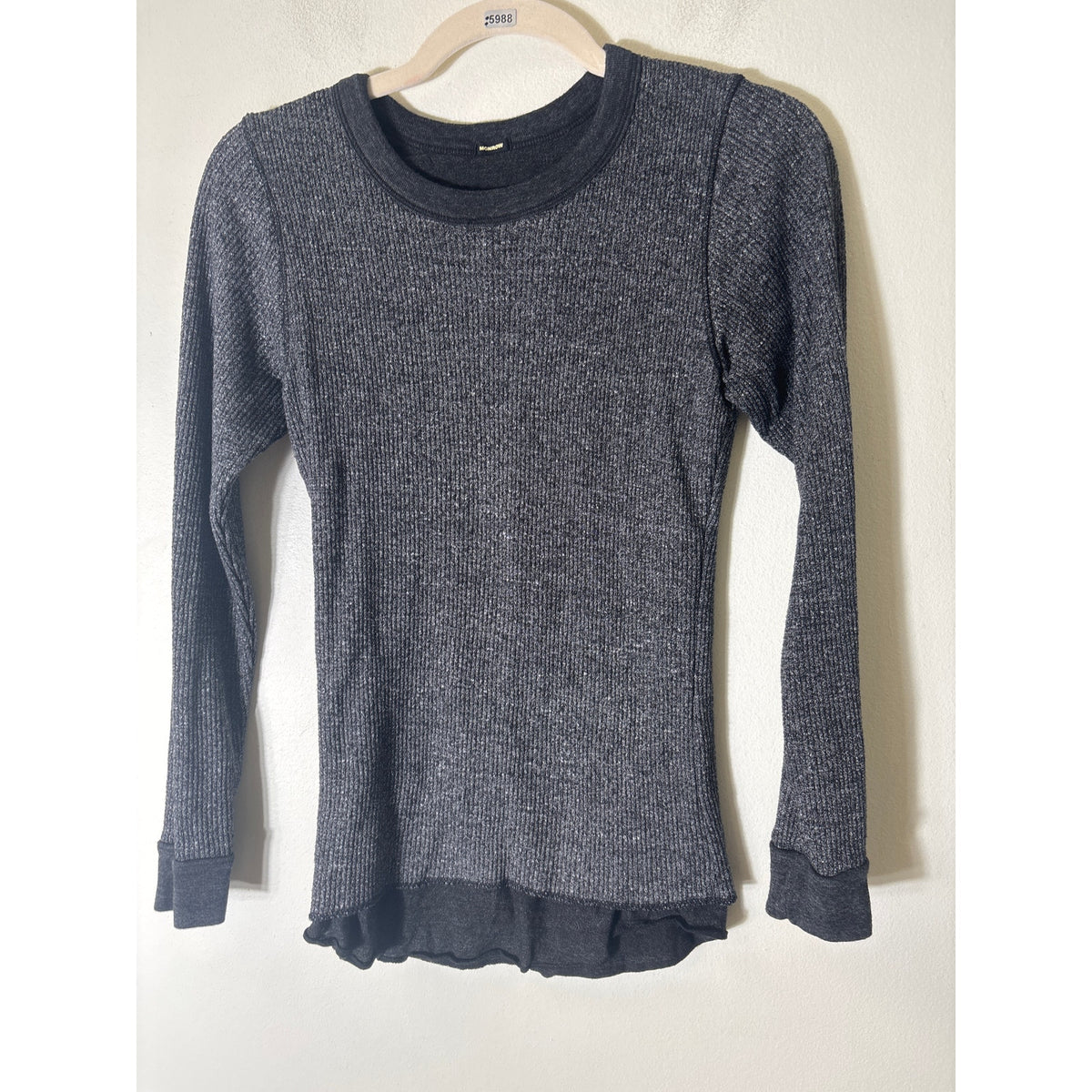 Monrow Black Heathered Long Sleeve Layered Top Sz S