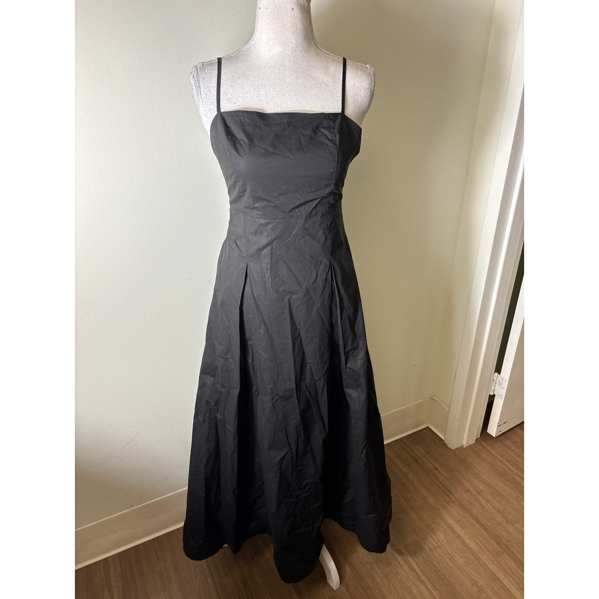 Rue Sophie Black A Line Spaghetti Strap Dress Sz XS
