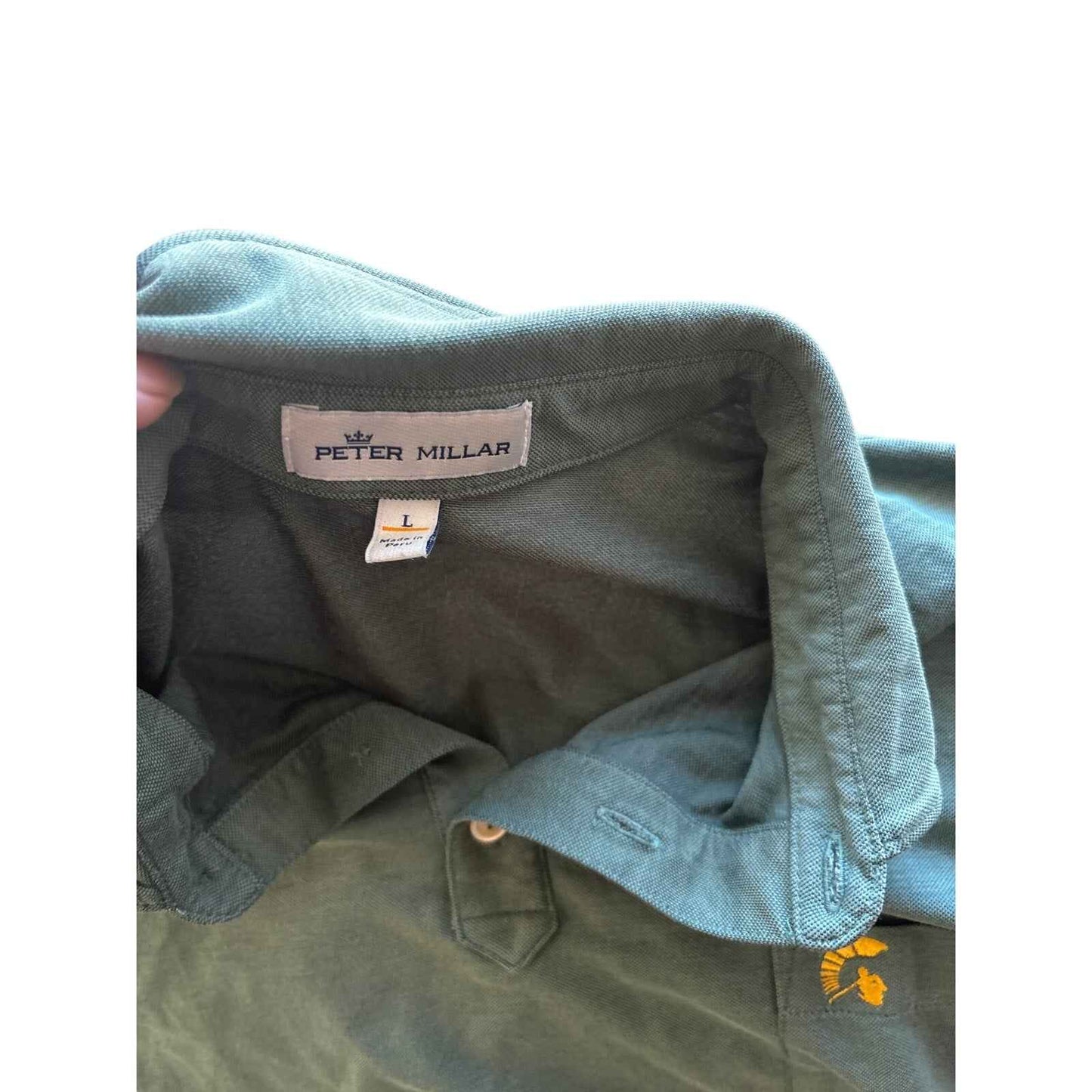 Men's Peter Millar Medium Green Short Sleeve Spartan Golf Shirt Sz L