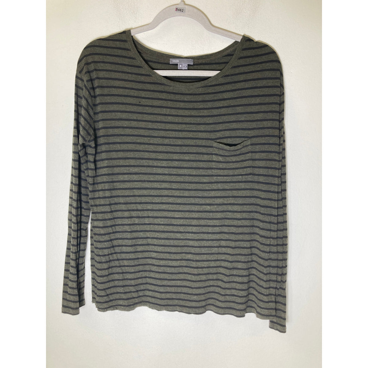 Vince Green and Black Stripe Long Sleeve Top Sz M