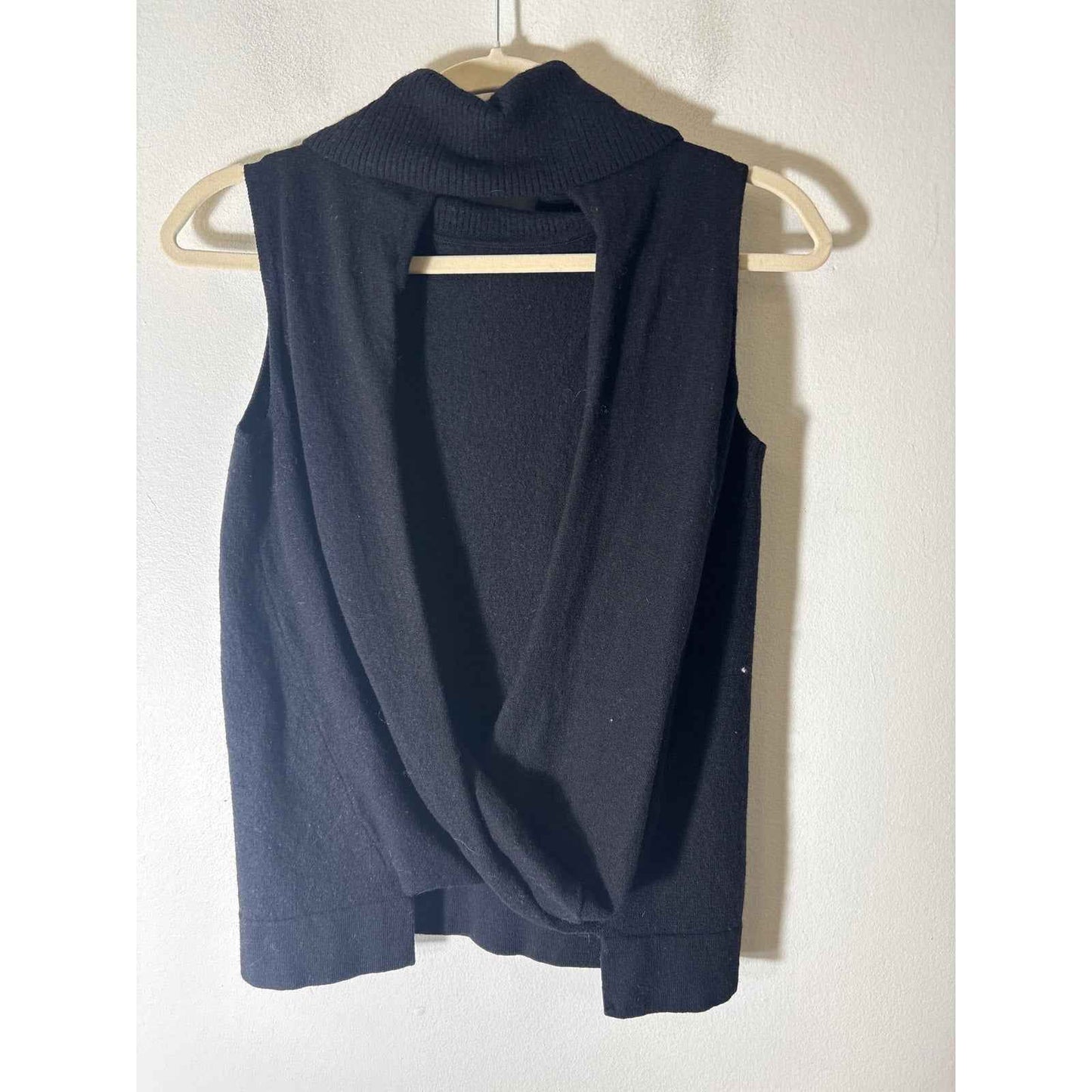 BCBG Black Sleeveless Backless Knit Mock Sweater Sz M