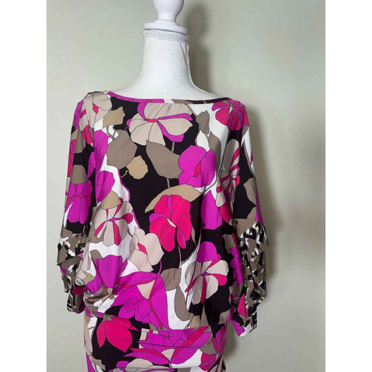 Trina Turk Pink Purple Lynx Floral Swim tunic Cover Up Sz M