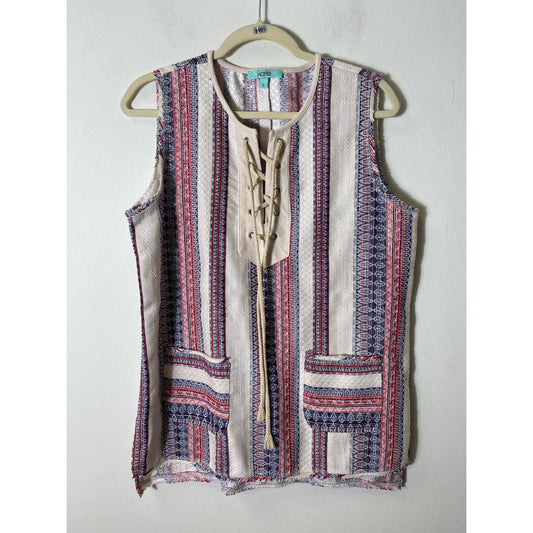Karlie Red/White/Blue Sleeveless Tunic Sz L