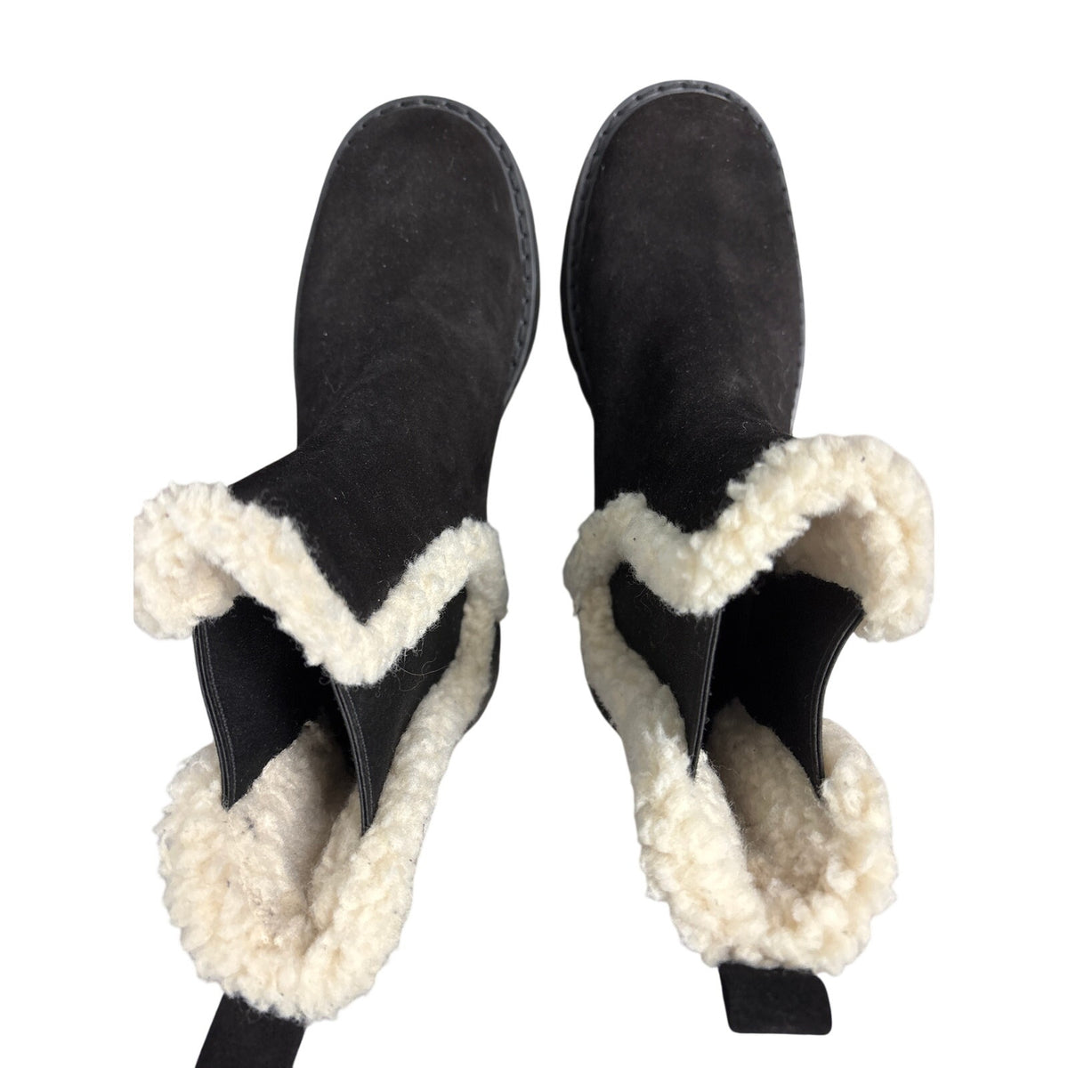 MIchael Kors Black Fur Trimmed Pull On Boots Sz 9