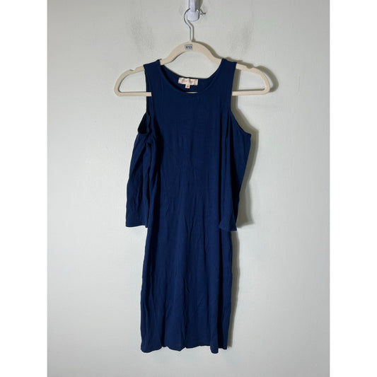 Eight Sixty Navy Blue Cold Shoulder Long Sleeve Body Con Knee Length Dress Sz XS