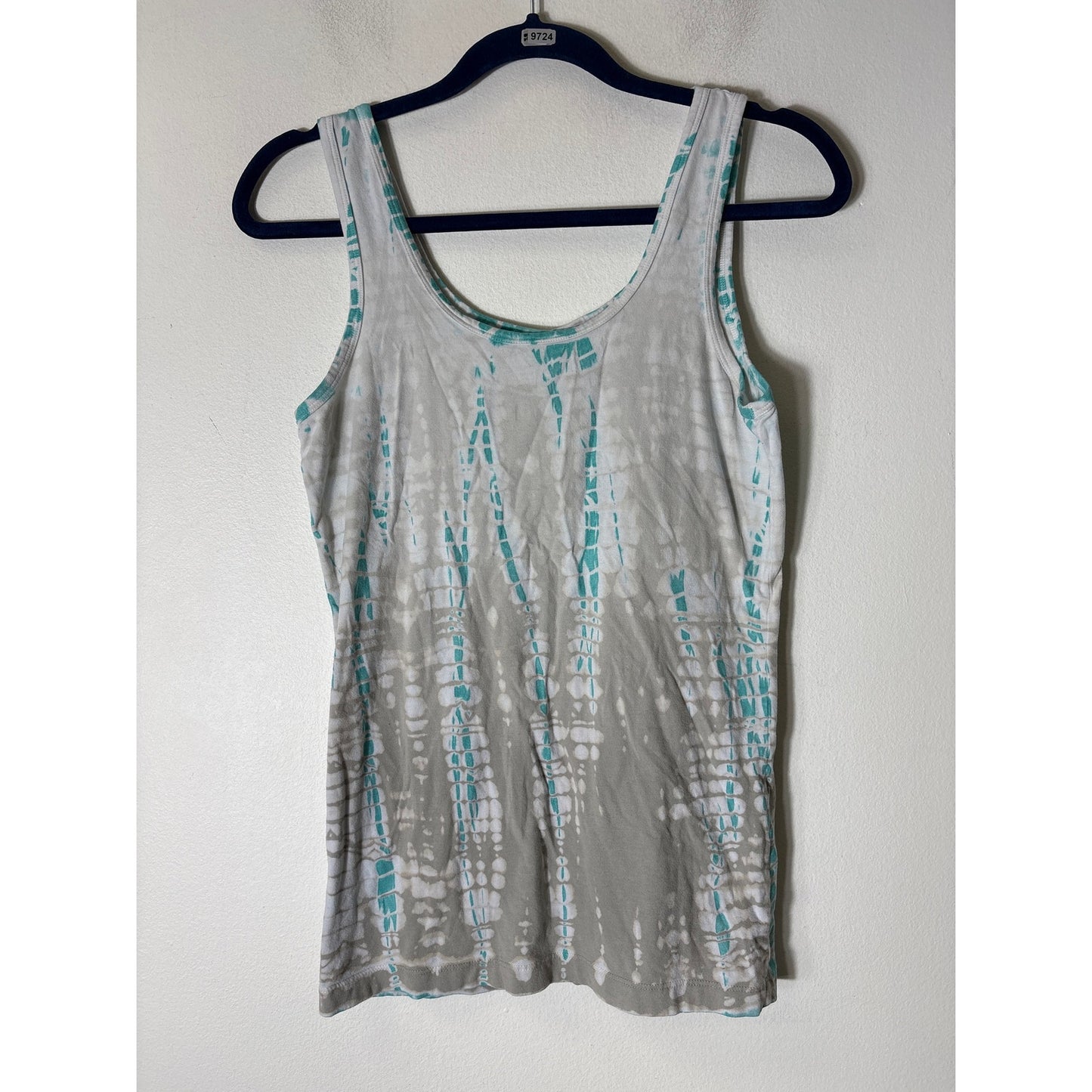 Hard Tail Teal Gray Tie Dye Sleeveless Athletic Tank Sz L
