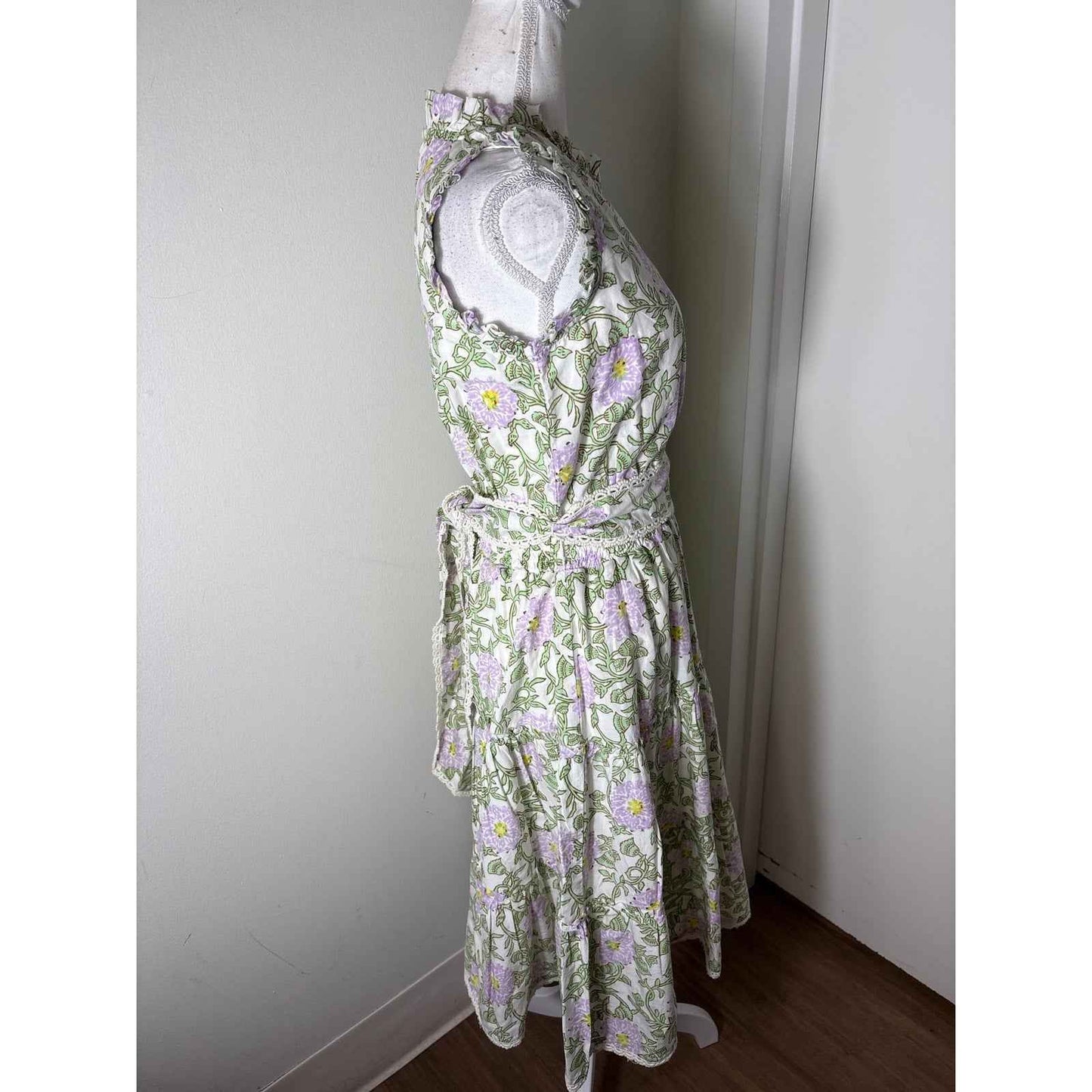 NWT Roller Rabbit Daphne Naoki Green and Lilac Flower Dress Sz XS