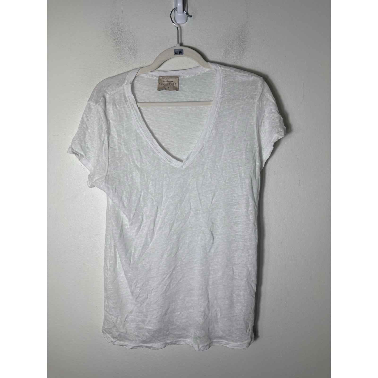 Intuition Paris White Linen Gauze Tee Sz M