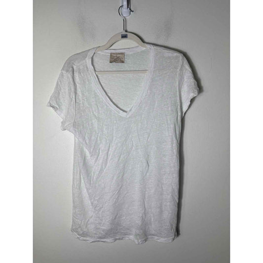 Intuition Paris White Linen Gauze Tee Sz M