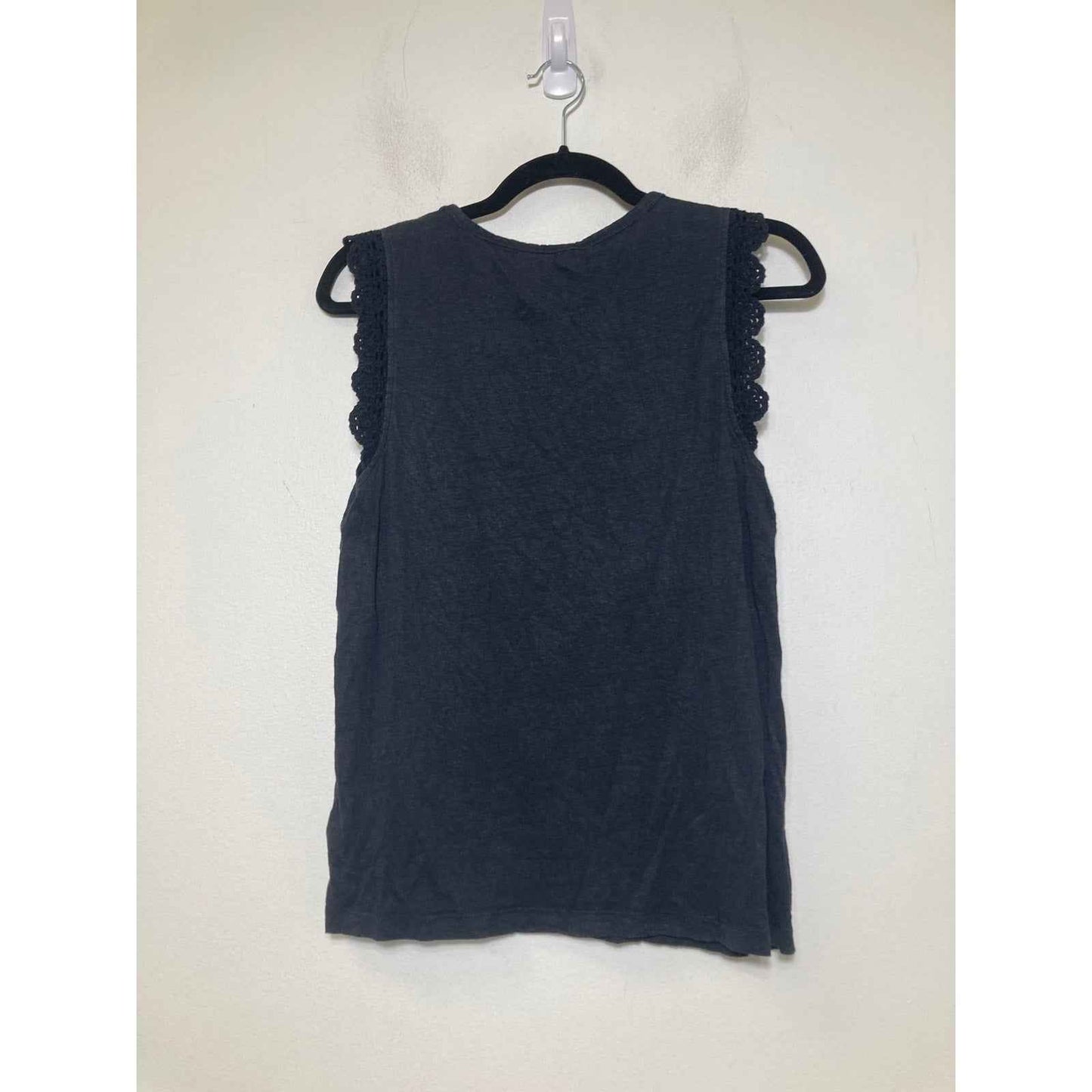 Paige Black Crochet Sleeveless Tee Sz S