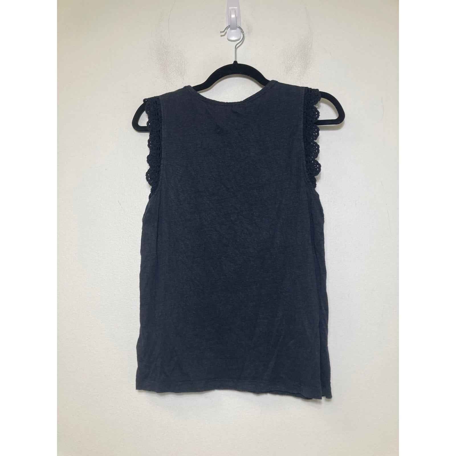 Paige Black Crochet Sleeveless Tee Sz S